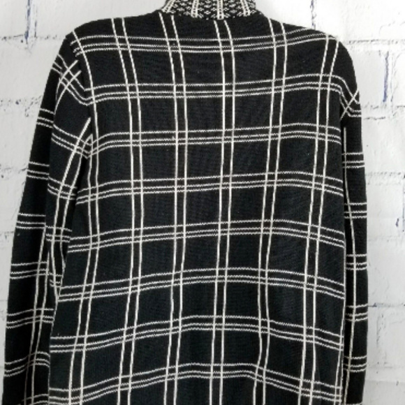 Talbots Cardigan Sweater Jacket Black White Plaid - Picture 7 of 8